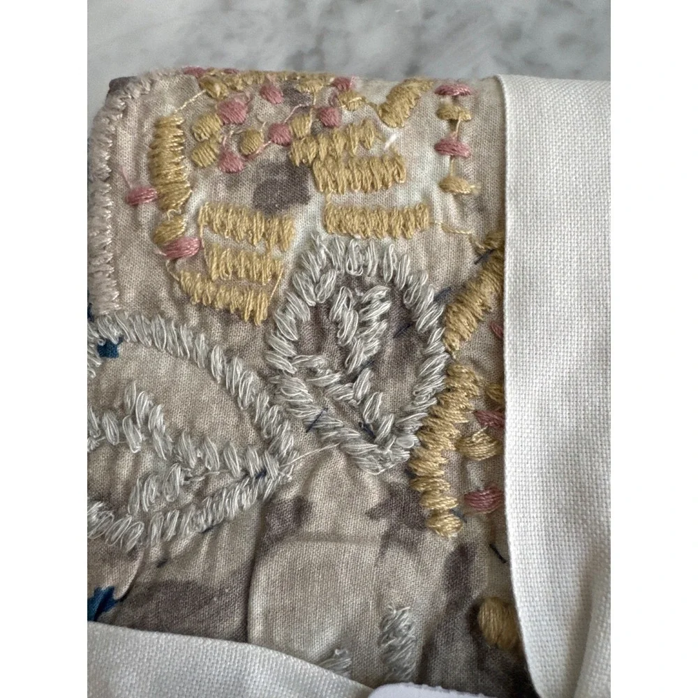 Pottery Barn Bethany Floral Embroidered Reversible Quilted Euro Sham 26x26 Blue